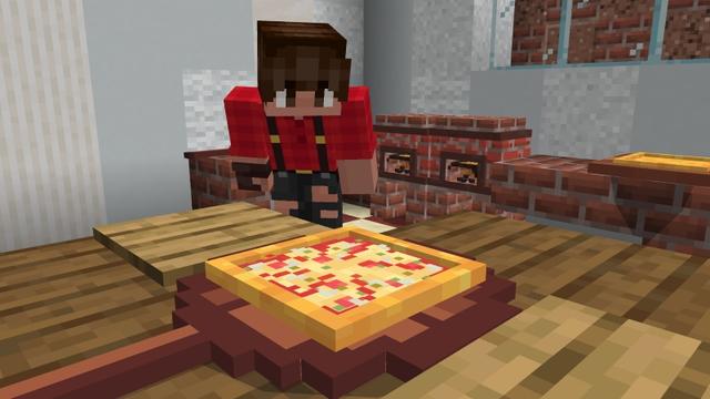 Screenshot of the Minecraft Bedrock Marketplace product Pizza Rush: Craftable Pizza Add-On created by A Foxy Toast.