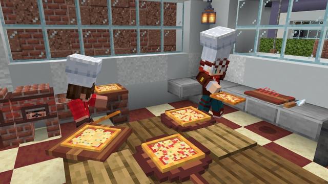 Screenshot of the Minecraft Bedrock Marketplace product Pizza Rush: Craftable Pizza Add-On created by A Foxy Toast.