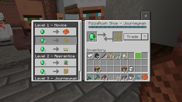 Screenshot of the Minecraft Bedrock Marketplace product Pizza Rush: Craftable Pizza Add-On created by A Foxy Toast.