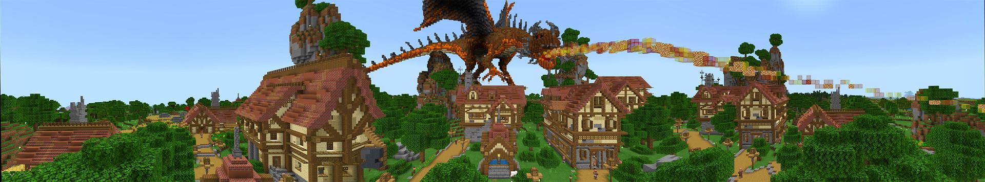 Panorama of the Minecraft Bedrock Marketplace product Epic Village created by A30x1.