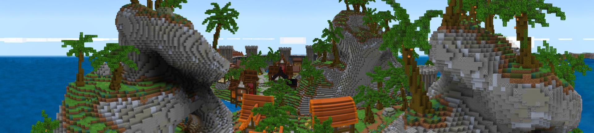 Panorama of the Minecraft Bedrock Marketplace product Island Fortress created by A30x1.