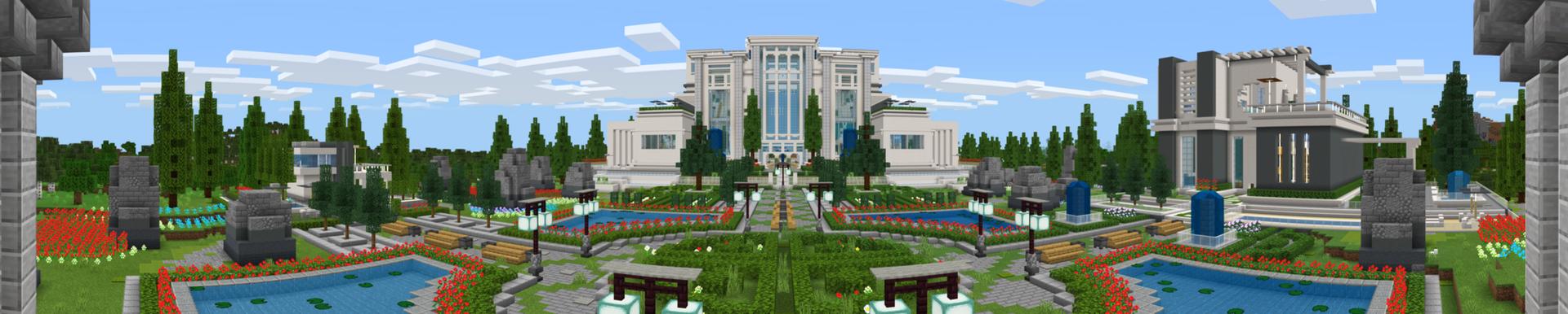 Panorama of the Minecraft Bedrock Marketplace product Mansion: Noob vs Pro vs Hacker created by A30x1.