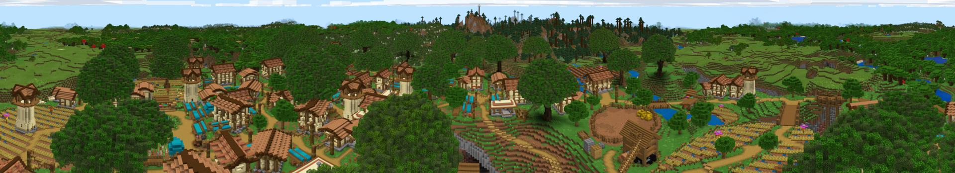 Panorama of the Minecraft Bedrock Marketplace product Miners Village created by A30x1.