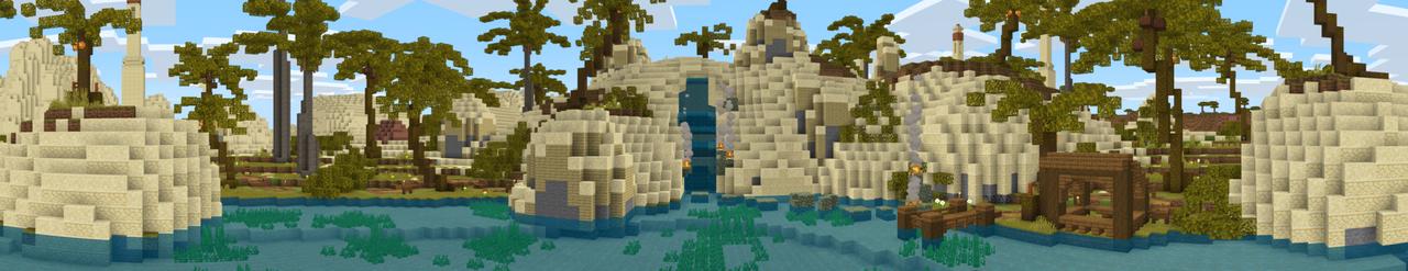 Panorama of the Minecraft Bedrock Marketplace product Oasis Secret Base created by A30x1.