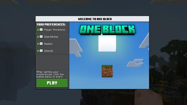 Screenshot of the Minecraft Bedrock Marketplace product One Block created by A30x1.