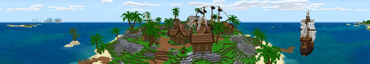 Panorama of the Minecraft Bedrock Marketplace product Pirate Refuge created by A30x1.