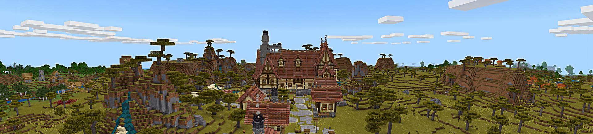 Panorama of the Minecraft Bedrock Marketplace product Treasure Mansion created by A30x1.