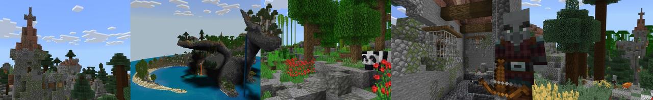 Panorama of the Minecraft Bedrock Marketplace product 100 Days: Dragon Island created by Aliquam Studios.