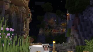 Screenshot of the Minecraft Bedrock Marketplace product Colorful Cliff Village created by Aliquam Studios.