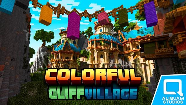 Thumbnail of the Minecraft Bedrock Marketplace product Village de falaises colorées created by Aliquam Studios.