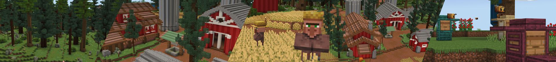 Panorama of the Minecraft Bedrock Marketplace product Farm Life Simulation created by Aliquam Studios.