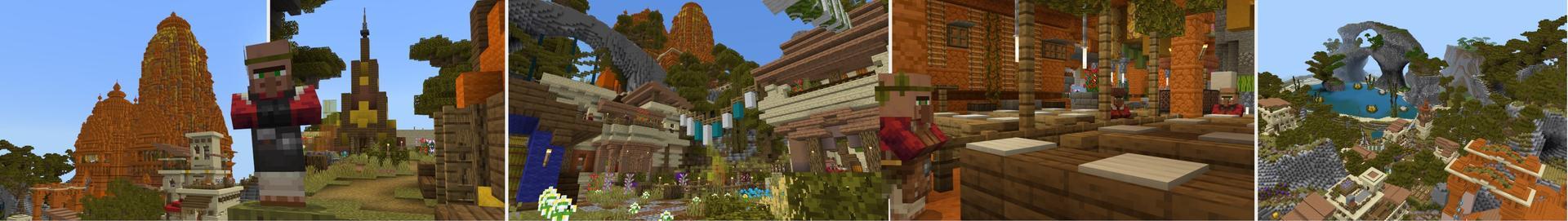 Panorama of the Minecraft Bedrock Marketplace product Indian Temple Ancient City created by Aliquam Studios.