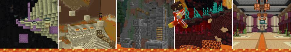 Panorama of the Minecraft Bedrock Marketplace product Lava Climber created by Aliquam Studios.
