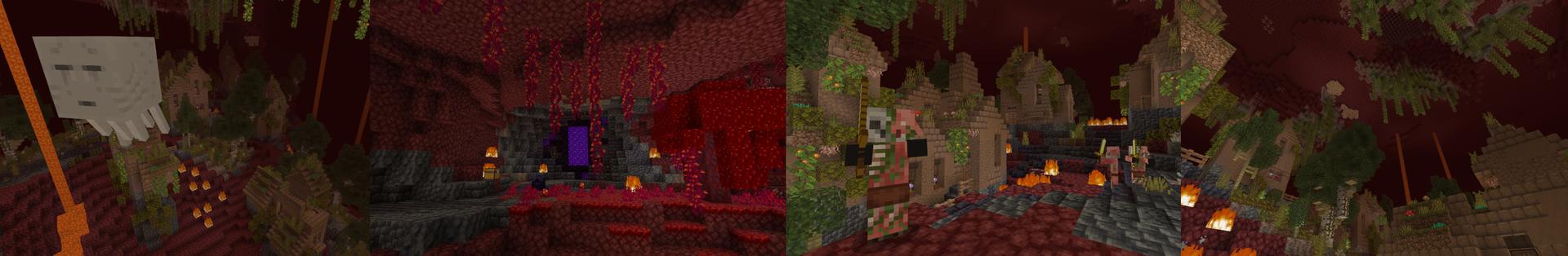Panorama of the Minecraft Bedrock Marketplace product Nether Oasis created by Aliquam Studios.