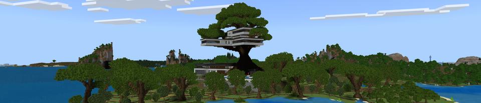 Panorama of the Minecraft Bedrock Marketplace product MODERN TREE MANSION created by Ambient Creations.