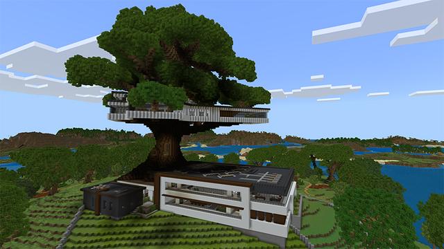 Screenshot of the Minecraft Bedrock Marketplace product MODERN TREE MANSION created by Ambient Creations.