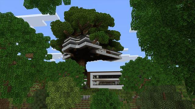 Screenshot of the Minecraft Bedrock Marketplace product MODERN TREE MANSION created by Ambient Creations.