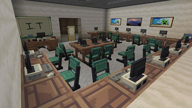 Screenshot of the Minecraft Bedrock Marketplace product SCHOOL FURNITURE created by Ambient Creations.