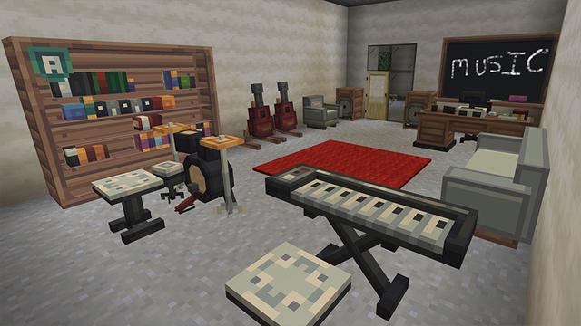 Screenshot of the Minecraft Bedrock Marketplace product SCHOOL FURNITURE created by Ambient Creations.