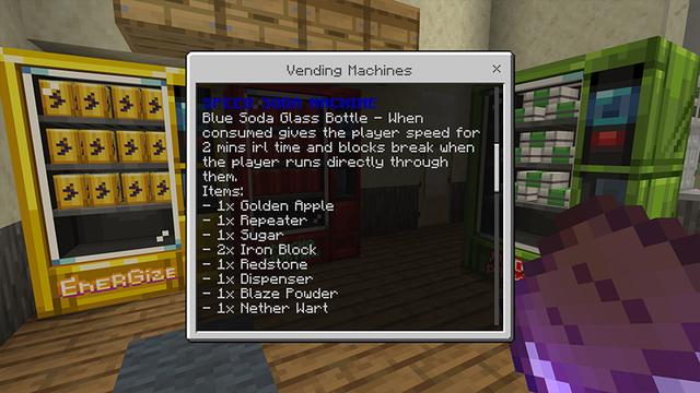 Screenshot of the Minecraft Bedrock Marketplace product Vending Machines created by Ambient Creations.