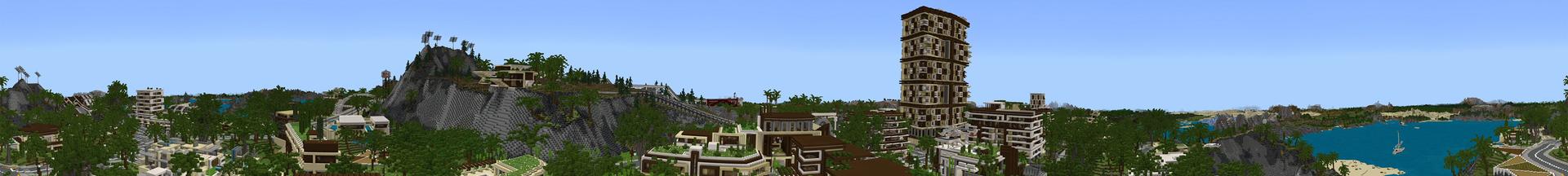 Panorama of the Minecraft Bedrock Marketplace product Arkeden: The Sunshine Shores created by Antares.