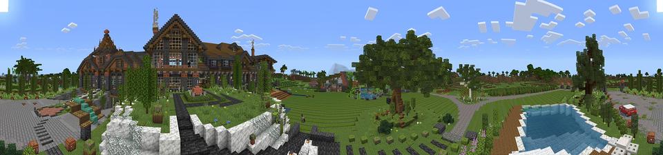Panorama of the Minecraft Bedrock Marketplace product The Architect's Mansion created by Antares.