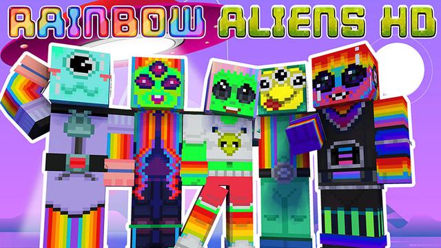 Thumbnail of the Minecraft Bedrock Marketplace product Rainbow Aliens HD created by Appacado.