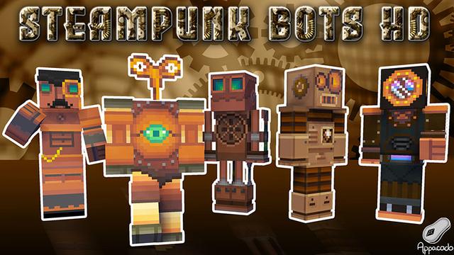 Thumbnail of the Minecraft Bedrock Marketplace product Steampunk Bots HD created by Appacado.