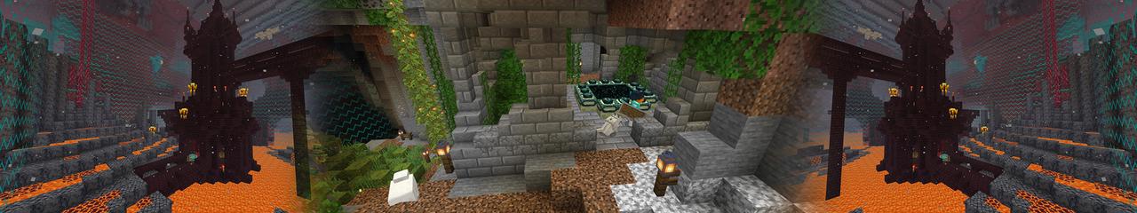 Panorama of the Minecraft Bedrock Marketplace product CAPTIVE SURVIVAL + created by Blue Depth Games.