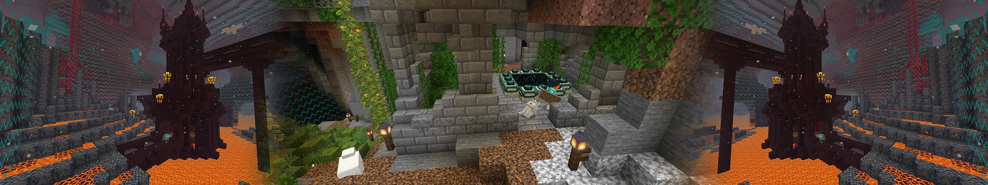Panorama of the Minecraft Bedrock Marketplace product CAPTIVE SURVIVAL + created by Blue Depth Games.