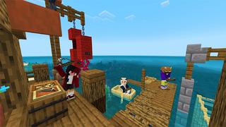 Screenshot of the Minecraft Bedrock Marketplace product Fishing House Survival created by Blue Depth Games.