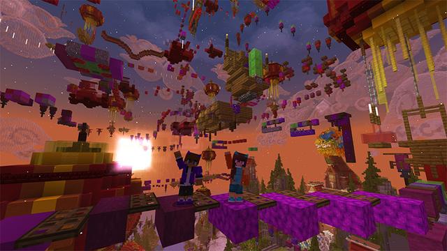 Screenshot of the Minecraft Bedrock Marketplace product Parkour Mega 2 created by Blue Depth Games.