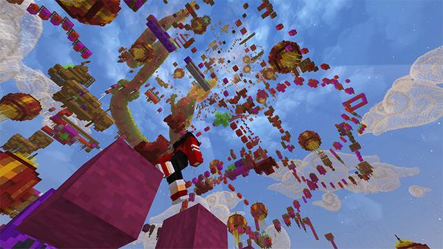 Screenshot of the Minecraft Bedrock Marketplace product Parkour Mega 2 created by Blue Depth Games.