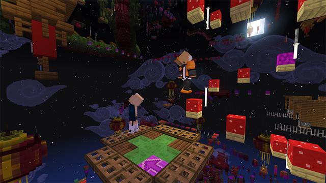 Screenshot of the Minecraft Bedrock Marketplace product Parkour Mega 2 created by Blue Depth Games.