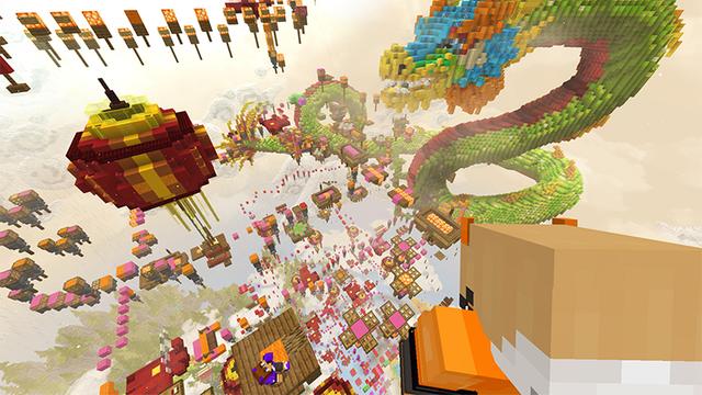 Screenshot of the Minecraft Bedrock Marketplace product Parkour Mega 2 created by Blue Depth Games.