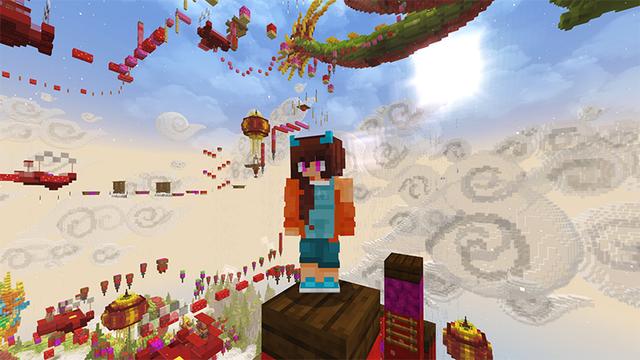 Screenshot of the Minecraft Bedrock Marketplace product Parkour Mega 2 created by Blue Depth Games.