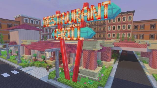 Screenshot of the Minecraft Bedrock Marketplace product Restaurant Simulator created by Architects Edge.