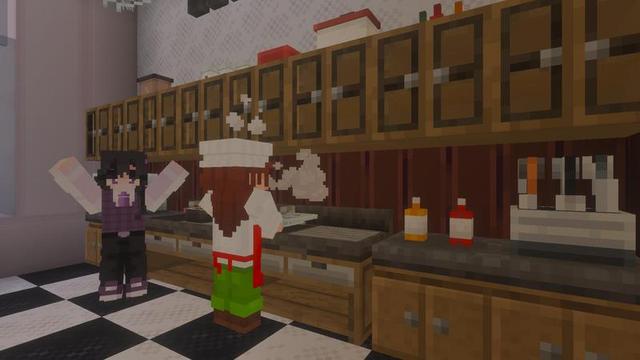 Screenshot of the Minecraft Bedrock Marketplace product Restaurant Simulator created by Architects Edge.