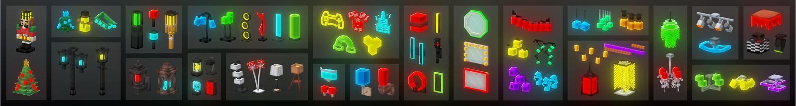 Panorama of the Minecraft Bedrock Marketplace product Vibrant Lights Add-On created by Architects Edge.