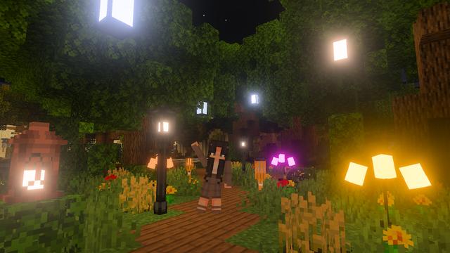 Screenshot of the Minecraft Bedrock Marketplace product Vibrant Lights Add-On created by Architects Edge.
