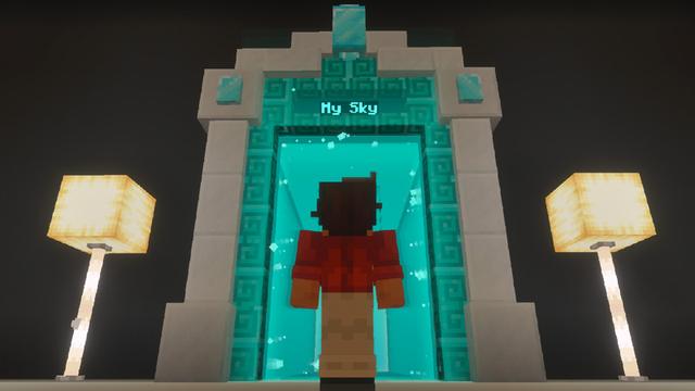 Screenshot of the Minecraft Bedrock Marketplace product My Sky Dimension Add-On created by AriaCreations.