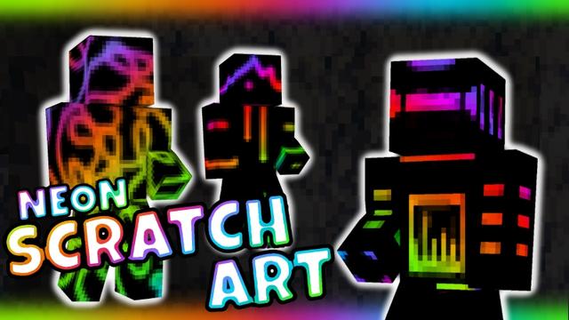 Thumbnail of the Minecraft Bedrock Marketplace product Neon Scratch Art created by Arrow Art Games.