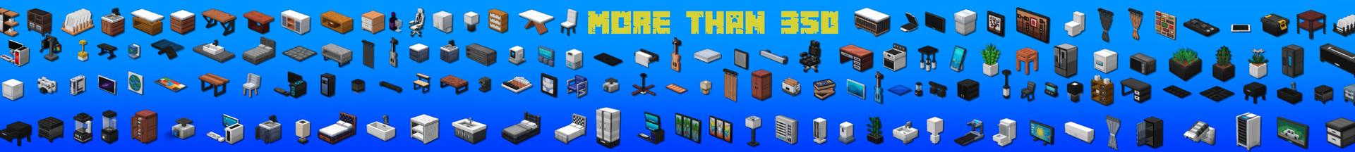 Panorama of the Minecraft Bedrock Marketplace product MODERN FURNITURE Add-On created by ASCENT.