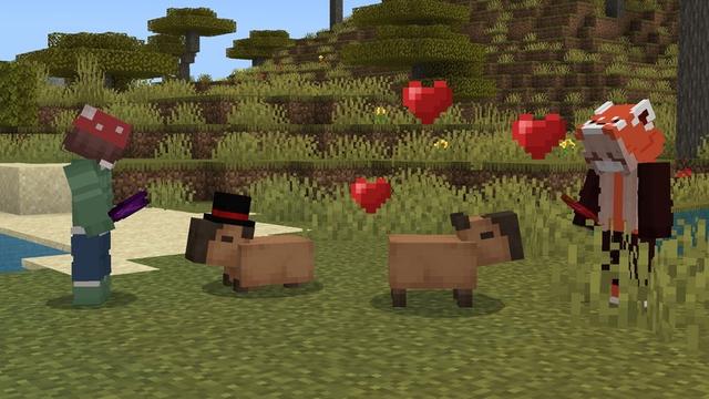 Screenshot of the Minecraft Bedrock Marketplace product Capybaras Add-On created by Asiago Bagels.