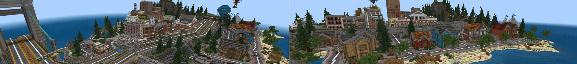 Panorama of the Minecraft Bedrock Marketplace product City Survival created by Asiago Bagels.
