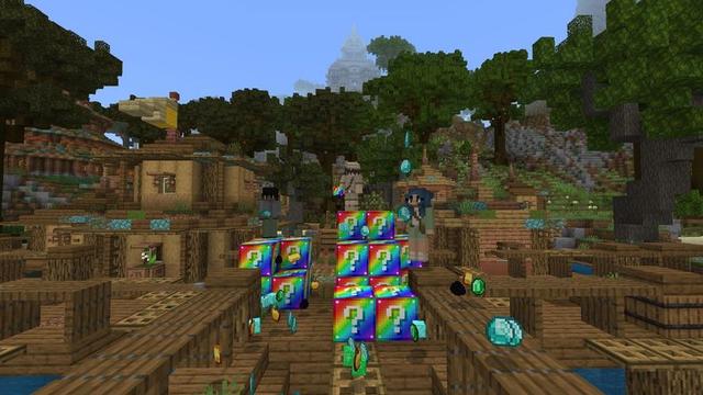 Screenshot of the Minecraft Bedrock Marketplace product Lucky Block: Rainbow! created by Asiago Bagels.