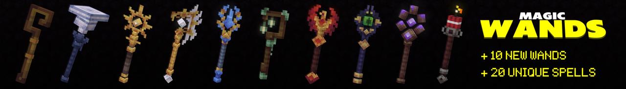 Panorama of the Minecraft Bedrock Marketplace product Magic Wands created by Asiago Bagels.