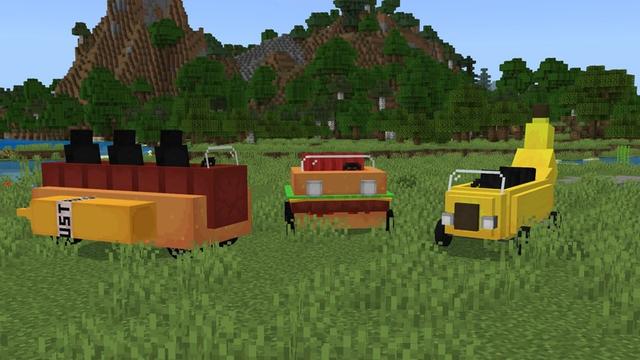 Screenshot of the Minecraft Bedrock Marketplace product Silly Vehicles Add-On created by Asiago Bagels.