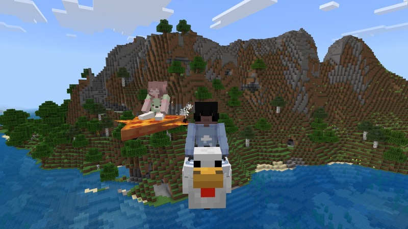 Screenshot of the Minecraft Bedrock Marketplace product Add-On « Silly Vehicles » created by Asiago Bagels.
