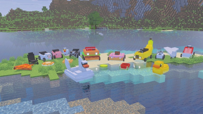 Screenshot of the Minecraft Bedrock Marketplace product Add-On « Silly Vehicles » created by Asiago Bagels.